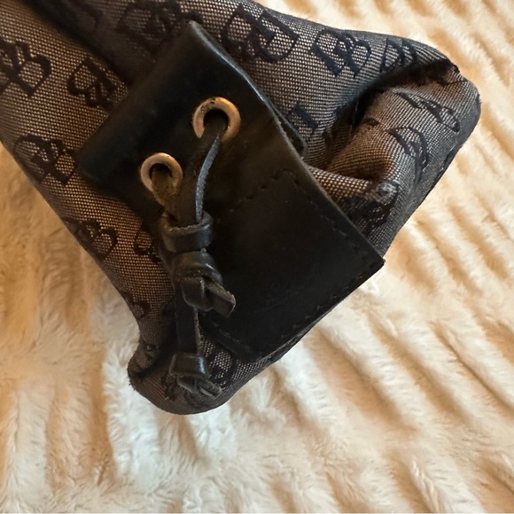 Y2K Vintage Dooney & Bourke Grey Black Monogram Handbag Canvas Shoulder Bag Tote - Picture 7 of 14